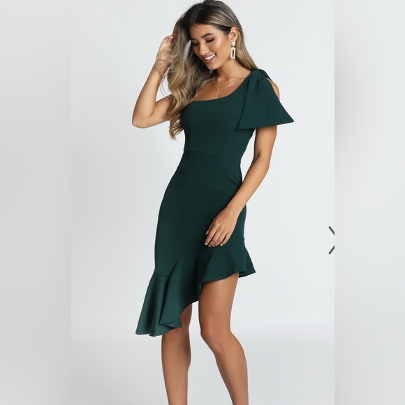 SHOWPO LISTEN TO THE RADIO DRESS IN EMERALD GREEN SIZE 2 - Picture 3 of 16